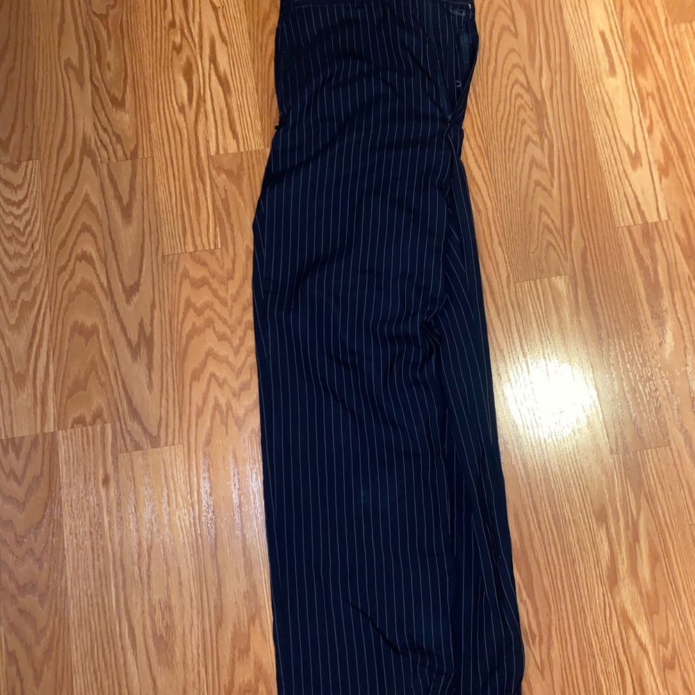 Navy Pinstripe Pants